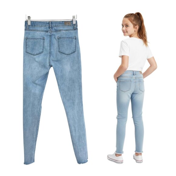 RSQ Jeans Girls 12 Tilly’s Blue Super High Rise Jeggings Denim Light Wash - Picture 2 of 16